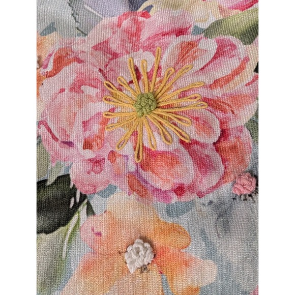 Nicole Miller Watercolor Embellished Roses Spring Florals 72" Table Runner - Picture 6 of 11